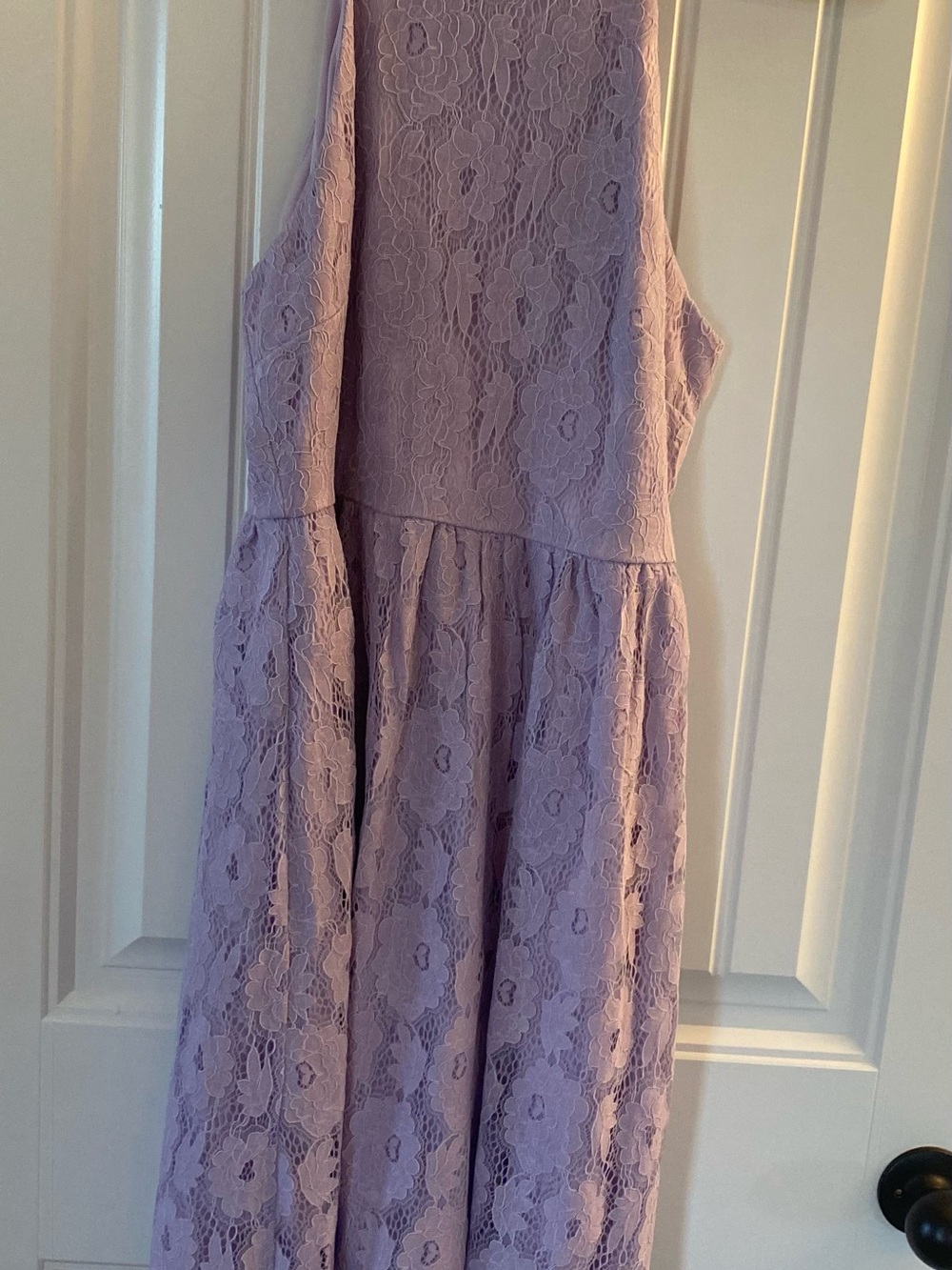 Aqua Lilac Lace Halter Formal Dress